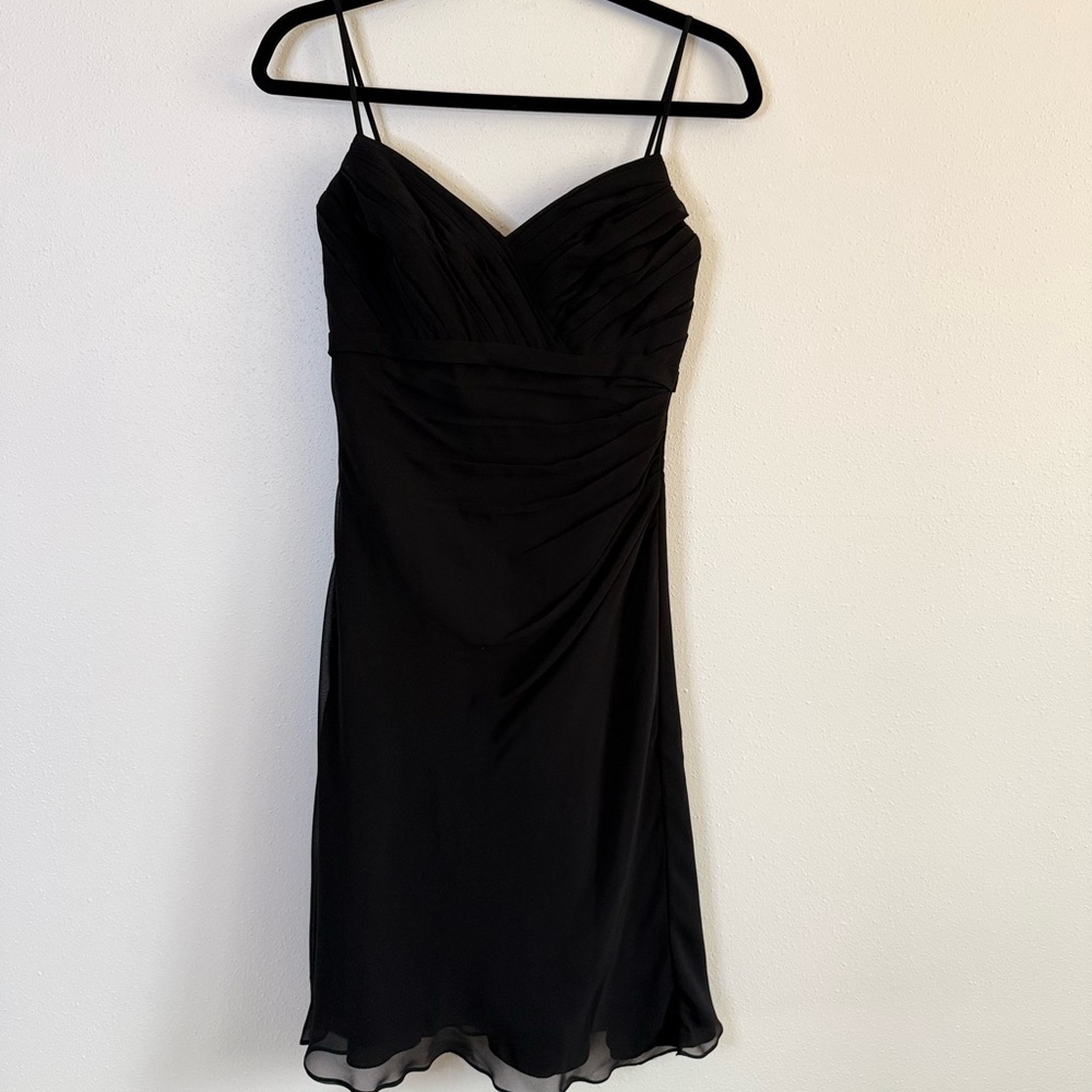 Vintage Y2K ALYCE Designs Black Chiffon Ruched Formal Dress Size 4 - Picture 6 of 14